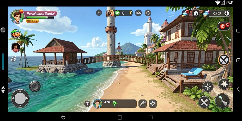 Screenshot gameplay 4P4P yang mengasyikkan dan penuh warna.