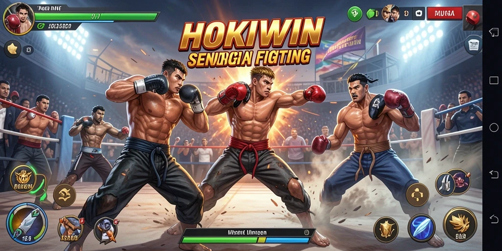 Tampilan dinamis pertarungan seru dalam HOKIWIN.