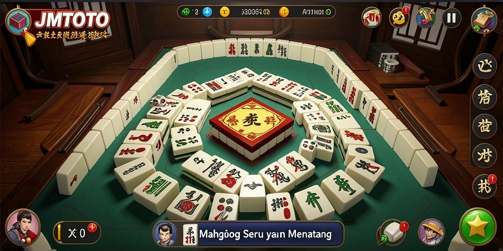 Tampilan gameplay seru di JMTOTO dengan tantangan Mahjong.