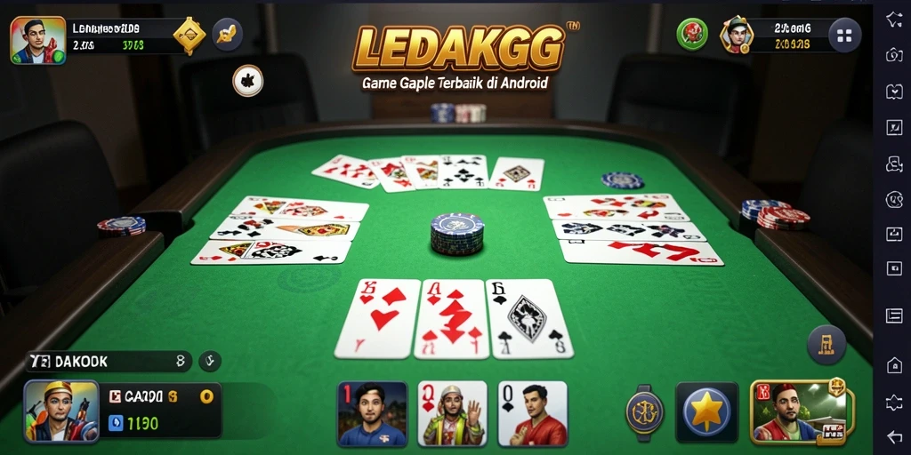 Tampilan gameplay Gaple seru di LEDAKGG dengan desain menarik.