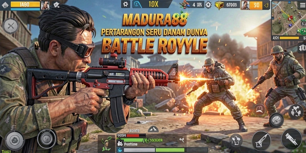 Gameplay intens dalam MADURA88 Battle Royale yang penuh aksi.