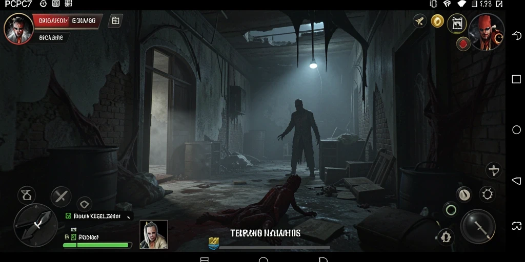 Screenshot gameplay menampilkan suasana kelam dan mencekam.