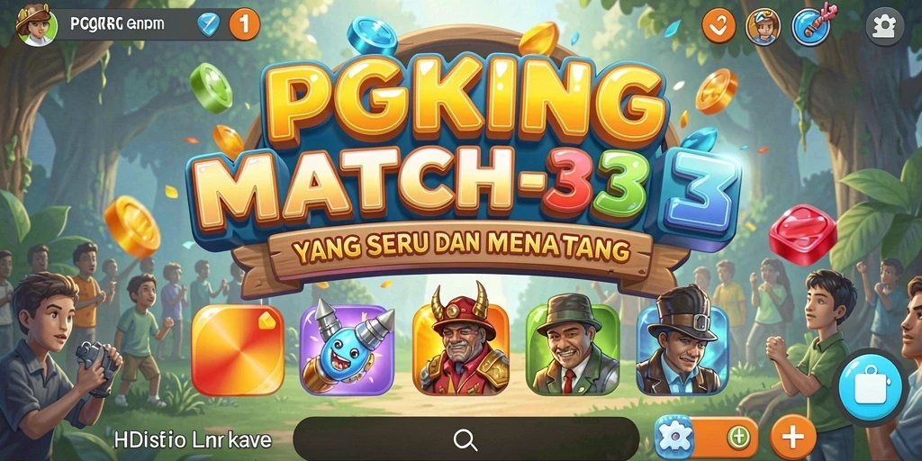 Tampilan screenshot PGKING menampilkan kombinasi permata dalam permainan Match-3.
