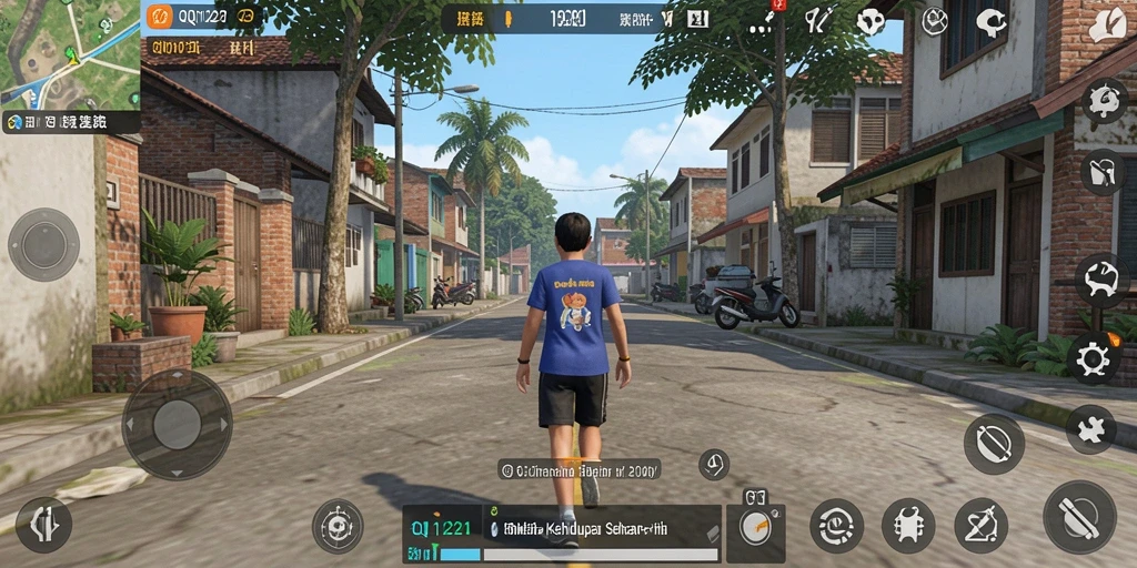 Tangkapan layar gameplay QQ1221 menunjukkan interaksi karakter yang dinamis dan lingkungan virtual yang menarik.