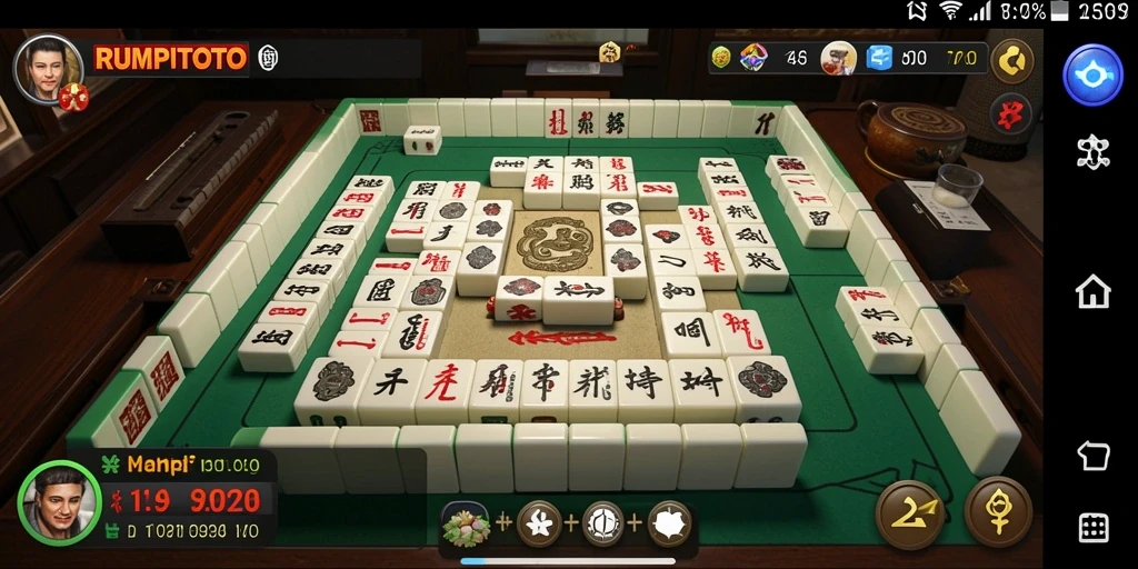 Screenshot gameplay RUMPITOTO menampilkan level Mahjong yang menarik.