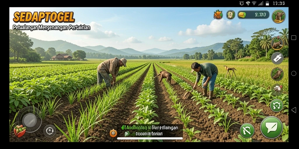 Tampilan menarik dari gameplay SEDAPTOGEL dengan elemen pertanian yang interaktif.