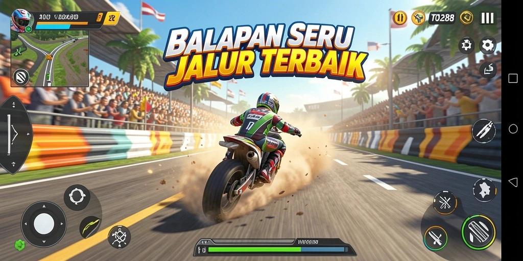 Gameplay TO288 dengan balapan seru dan mobil kustomisasi.